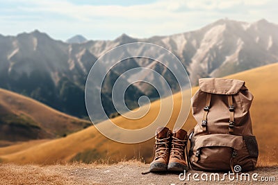 Hiking mountains background. Generate Ai Stock Photo