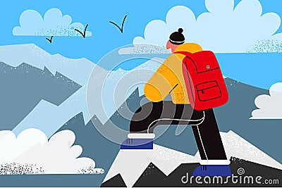 Hiking on mountains, nature, tourism concept Vector Illustration