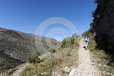 Hiking on Mozarabic trail, Vall de Laguart, Spain Stock Photo