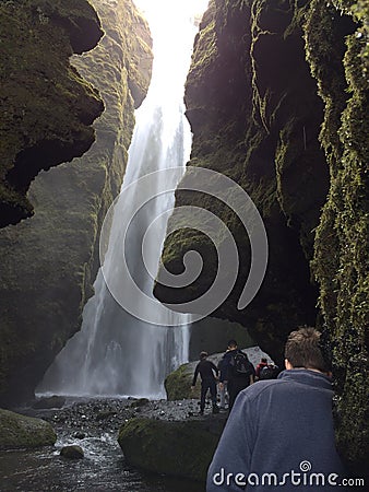 Hiking near a waterfall Editorial Stock Photo