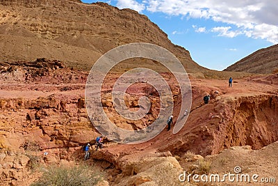 Hiking in Negev desert, Israel Editorial Stock Photo