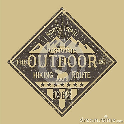 Hiking north trail mountain outdoor discovery Vector Illustration