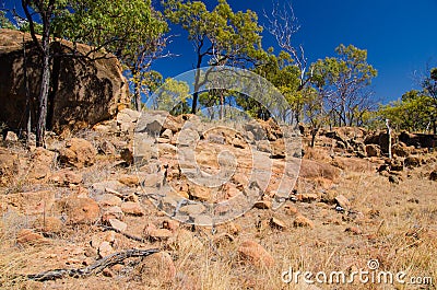 Hiking in the Outback, Queensland, Australia Stock Photo