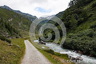 Hiking path in the Ahrntal Valley Stock Photo