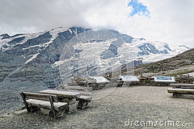 Hiking path at Grossglockner Mountain and Pasterze in Austria. S Editorial Stock Photo