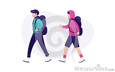 Modern flat hiking people illustration Cartoon Illustration