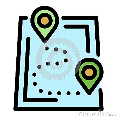 Hiking route icon color outline vector Vector Illustration