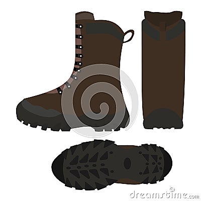 Hiking shoes, boots, vector illustration, isolated on white Vector Illustration