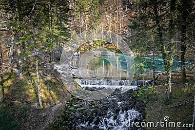 Hiking by source of kamniska bistrica in wintertime, slovenia Stock Photo