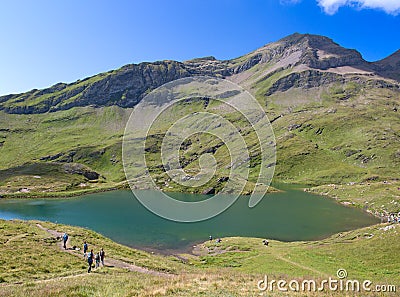 Hiking in swiss alps Editorial Stock Photo