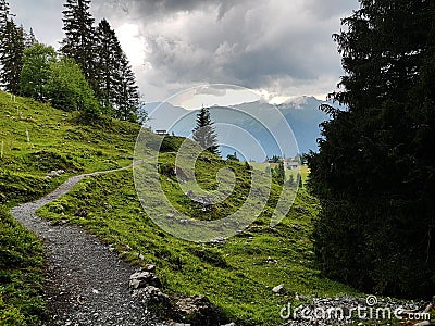 Hiking in Switzerland.The landscape as magical nature. Stock Photo