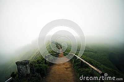 Hiking trail in Azores Stock Photo