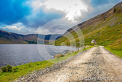 Hiking trail in Cairngorms National Park. Angus, Scotland, UK. Stock Photo