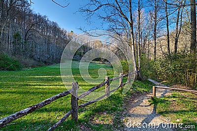 Hiking trail in Pisgah National Forest North Carolina Stock Photo