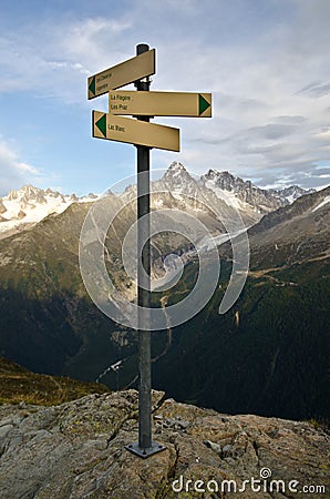 Hiking trail signs Stock Photo