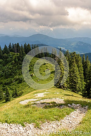 Hiking trail to Benediktenwand Stock Photo