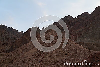 Hiking in twilight near Eilat, South Israel Stock Photo