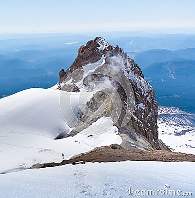 Hiking up Mt Hood, the second most climbed glaciated Volcanic peak Editorial Stock Photo