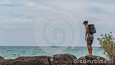 A Hikker on Koh Rong Island, Cambodia Editorial Stock Photo