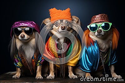 A hilarious scene of a dog dressed up in various costumes, bringing laughter to any occasion. Generative AI Stock Photo