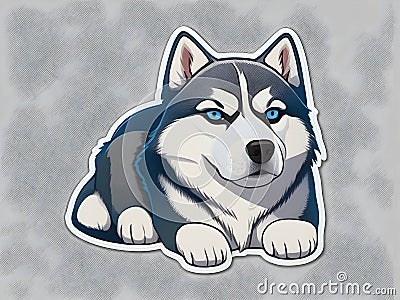 Hilariously Annoying: Siberian Husky Sticker Collection in Cartoon Style on White Background Stock Photo