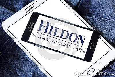 Hildon mineral water company logo Editorial Stock Photo