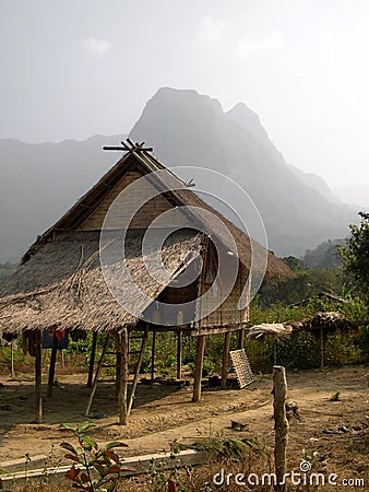 Hill Tribe Stilt House, Laos Stock Photo