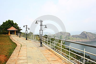 Hill View Park overlooking largest Arch Dam in Asia Stock Photo