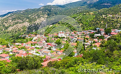 The hill village Pedoulas in the Marathassa Valley Troodos Mountains Cyprus Stock Photo