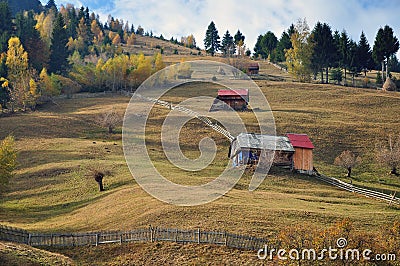 Hill wooden houses Stock Photo