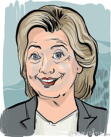 Hillary Clinton caricature portrait Vector Illustration