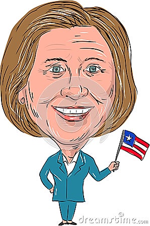 Hillary Clinton Democrat President 2016 Cartoon Vector Illustration