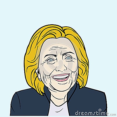 Hillary Clinton, Pop Art Flat Design, Vector Illustration. Vector Illustration