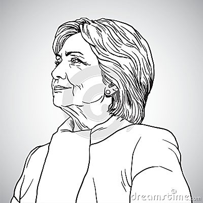 Hillary Clinton Portrait Drawing. Vector Illustration. November 17, 2017 Vector Illustration