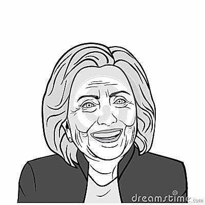 Hillary Clinton Vector Art, Black and White, Vector Design Illustration. Vector Illustration