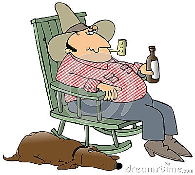 Hillbilly And His Dog Cartoon Illustration