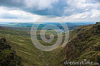 Hills overlooking water reservoir Stock Photo
