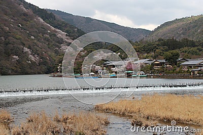 hills and river (hozu-gawa) in kyoto (japan) Stock Photo