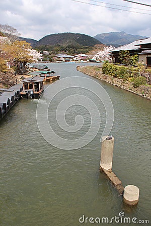 hills and river (hozu-gawa) in kyoto (japan) Stock Photo