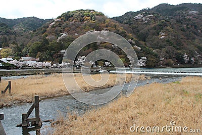 hills and river (hozu-gawa) in kyoto (japan) Stock Photo