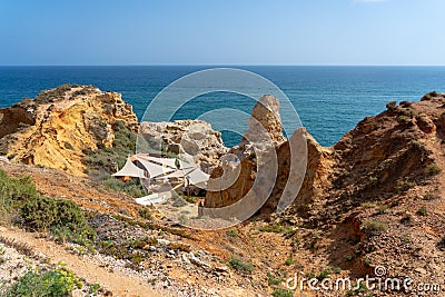 hillside facing the Mediterranean sea in the locality of carvoeiro in dry algar. Stock Photo