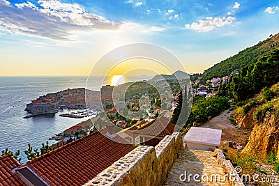 Hillside view of Dubrovnik Stock Photo