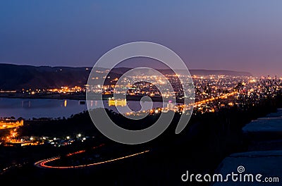 Hilltop view Jaipur by night Stock Photo