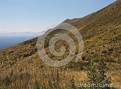 Hilly landscape, Lo Zingaro Nature Reserve in Sicily, Italy Stock Photo