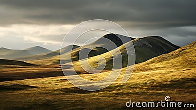 Grassy Landscape Hills In Denmark: Captivating Tundra Photograph Stock Photo