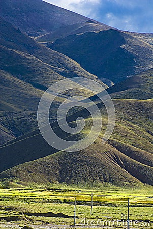 Hilly Tibetan landscape Stock Photo