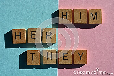 Him, Her, They, gender stereotypes Stock Photo