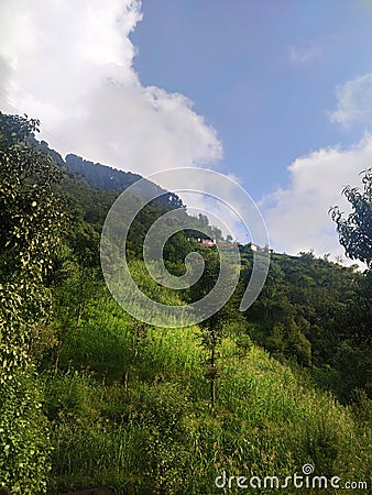 Himachal Pradesh heel height village singed sun Stock Photo