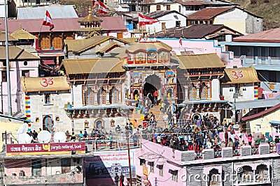 Himalaya hill beautiful, hindu tample badrinath most famce in world village mana uttrakhand in india Editorial Stock Photo