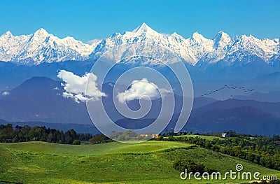 Himalaya mountain range with snow peaks at Uttarakhand, India Stock Photo